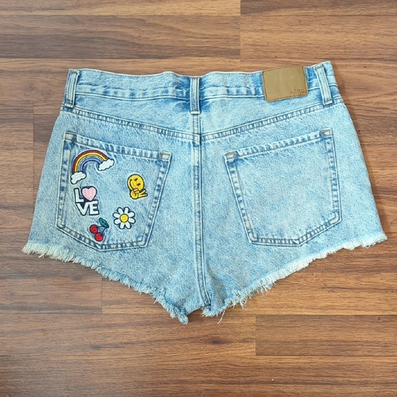 Aeropostale Boyfriend Patchwork Short Light Wash Denim- Size 4- Rainbow Love - Picture 7 of 7